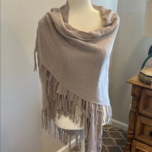 Acrobat Taupe Fringe Wrap Scarf